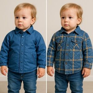 STELLA MCCARTNEY KIDS Boys' Hunter Reversible Nylon and Plaid Flannel Jacket